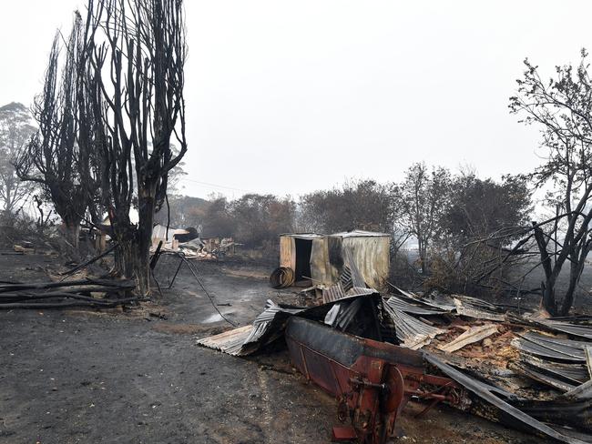 A burnt house is seen after a bushfire in Cobargo in Australia's New South Wales state on January 6.