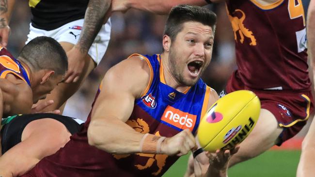 Stefan Martin in action during the Second AFL Qualifying final between the Brisbane Lions and Richmond Tigers at the Gabba in Brisbane. Pics Adam Head