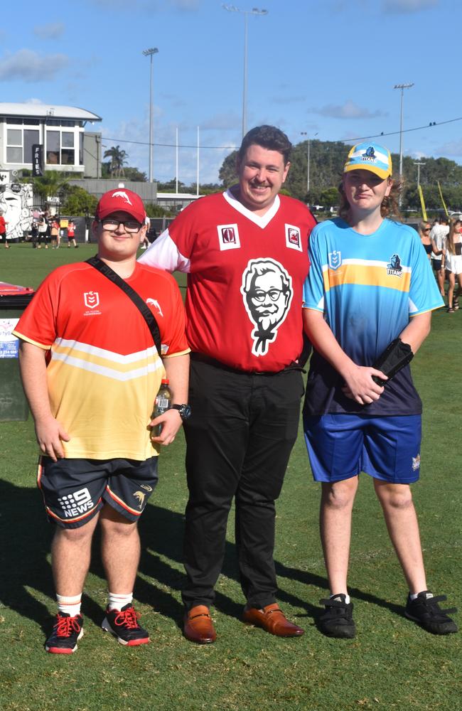 Spectators out and about to enjoy the Dolphins vs Titans NRL trial match at the Sunshine Coast Stadium. Picture: Eddie Franklin.