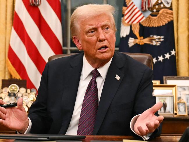 US President Donald Trump speaks to journalists about TikTok as he signs executive orders in the Oval Office of the White House in Washington, DC, on January 20, 2025. Picture: NewsWire / Jim WATSON / POOL / AFP