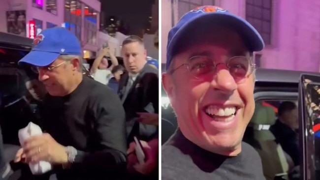 Jerry Seinfeld shut down an anti-Israel protester as he was leaving a Knicks game. Picture: Instagram/palawda