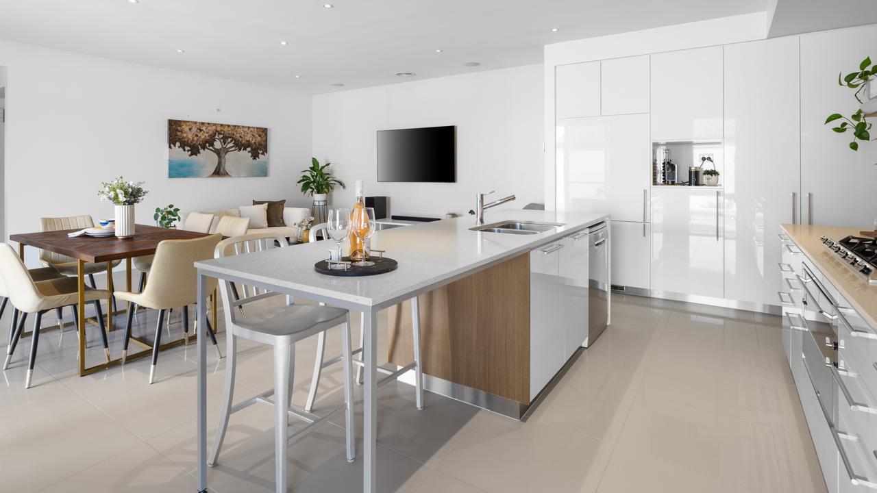 The open plan kitchen, meals and family zone.