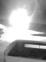 Vision shows the suspect lighting the molotov cocktail. Picture: NSW Police