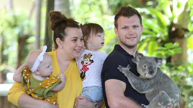 Jeff Horn says he fights for his loved ones, wife Jo and kids Isabelle and Charlotte. Picture: Annette Dew