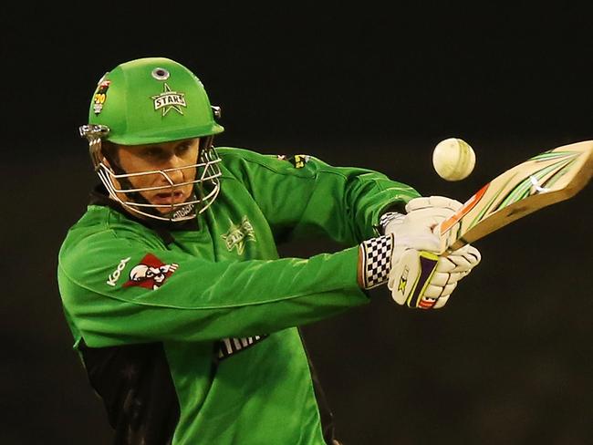141121 DEAL EMBARGO FOR THE DEAL MAGAZINE 21 NOV ISSUE NO REUSE FEE APPLIES AUSTRALIA - FEBRUARY 04: David Hussey of the Stars plays a shot during the Big Bash League Semi Final match between the Melbourne Stars and the Hobart Hurricanes at Melbourne Cricket Ground on February 4, 2014 in Melbourne, Australia. (Photo by Michael Dodge/Getty Images) Picture: Captioned As