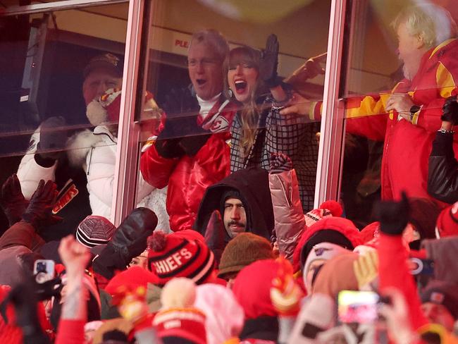 Taylor Swift celebrates Travis Kelce of the Kansas City Chiefs touchdown against the Houston Texan. Picture: David Eulitt/Getty Images