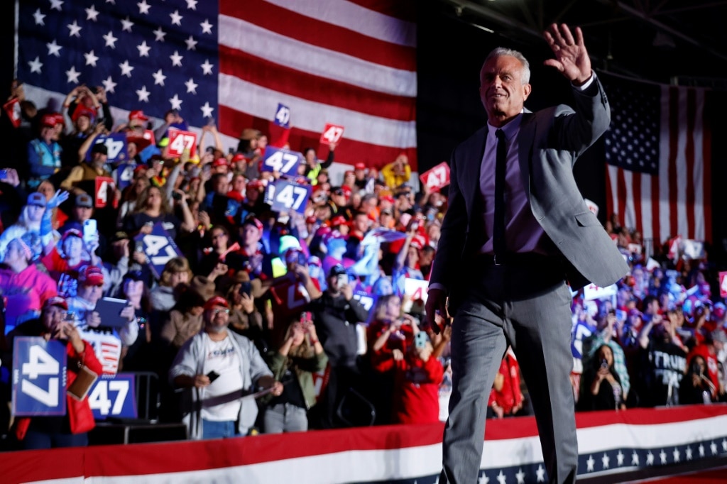 Donald Trump has said he intends to have Robert F. Kennedy Jr, seen here campaigning with the Republican candidate in Michigan, play a 'big role' in health care if he wins the White House