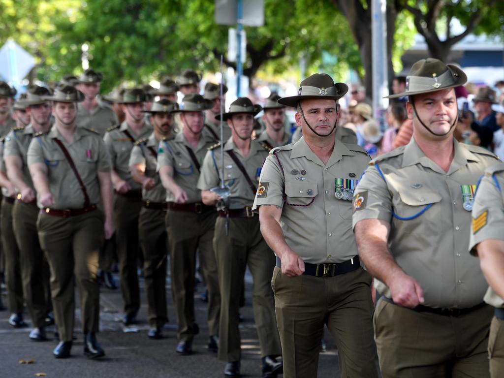 Anzac Day 2025. Strand parade in Townsville. Soliders from 3CER. Picture: Evan Morgan