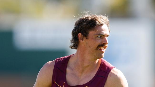 ADELAIDE, AUSTRALIA - APRIL 04: Joe Daniher of the Lions in action during a Brisbane Lions training session at Norwood Oval on April 04, 2024 in Adelaide, Australia. (Photo by Dylan Burns/AFL Photos via Getty Images)