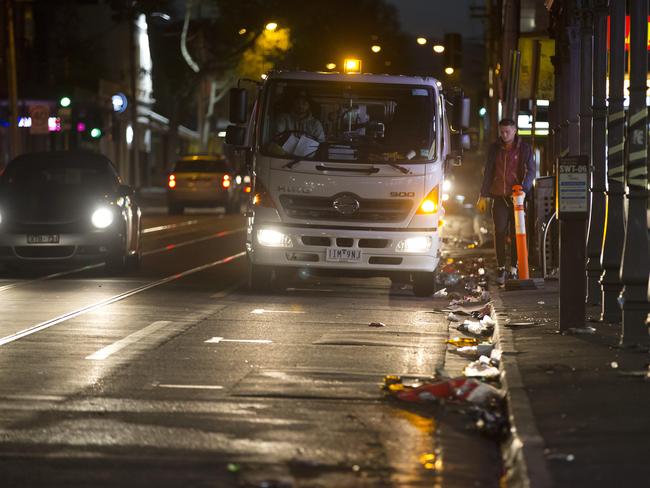 Council workers start the clean up. Picture: Sarah Matray