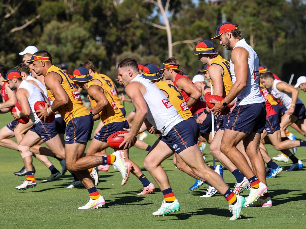 The Crows on the track on Wednesday morning. Picture: Russell Millard Photography