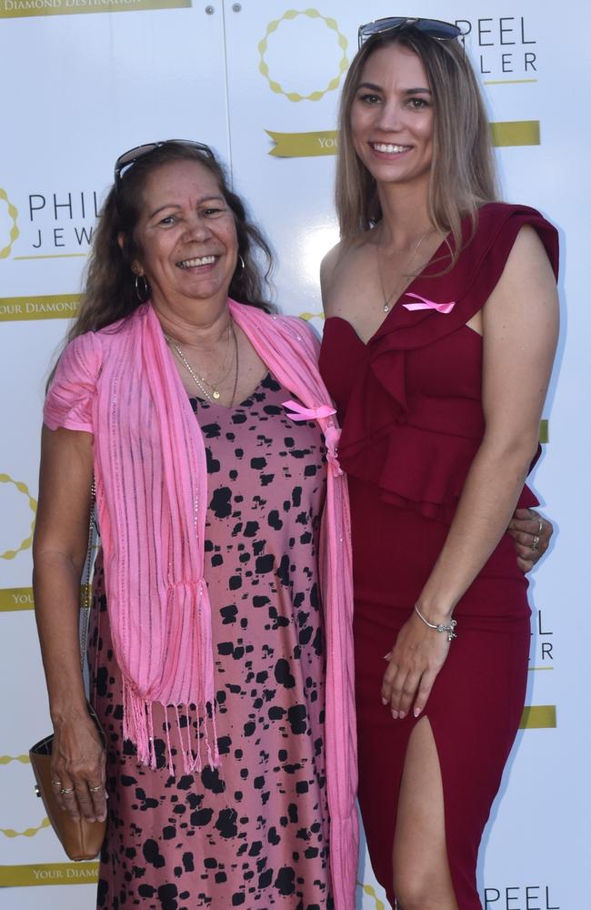 Jean and Brittany Hampton at the Rockhampton Jockey Club's Pink Ribbon Stradbroke Charity Race Day at Callaghan Park on June 15, 2024.