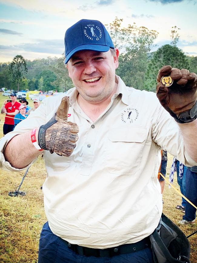 Trevor Emerson at the World Metal Detecting Championships in Gympie in September with his winning token.