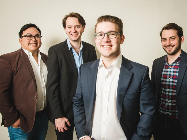 The founders of unicorn start-up, Go1, (left to right) Vu Tran, Chris Hood, Andrew Barnes and Chris Eigeland.