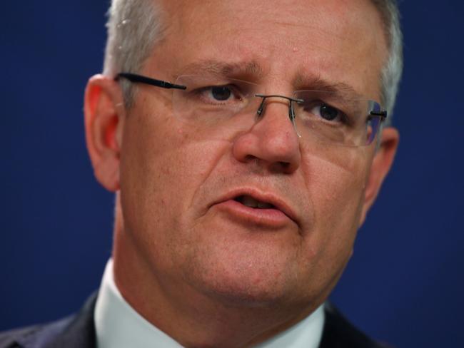 Australian Prime Minister Scott Morrsion speaks to the media  during a press conference with Australian Attorney-General Christian Porter in Sydney, Tuesday, December 10, 2019. Mr Morrison released a second version of his proposed religious freedom laws for public comment. (AAP Image/Paul Braven) NO ARCHIVING