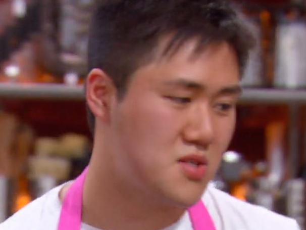 Eric is in a world of pain trying to fillet a fish. Picture: Channel 10