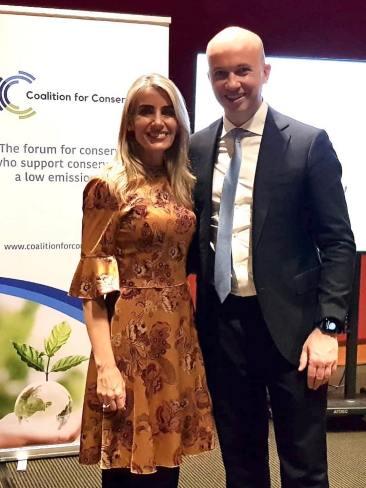 Coalition for Conservation chairperson Cristina Talacko with NSW Treasurer and C4C Ambassador Matt Kean at a C4C event. Source: C4C's Facebook 