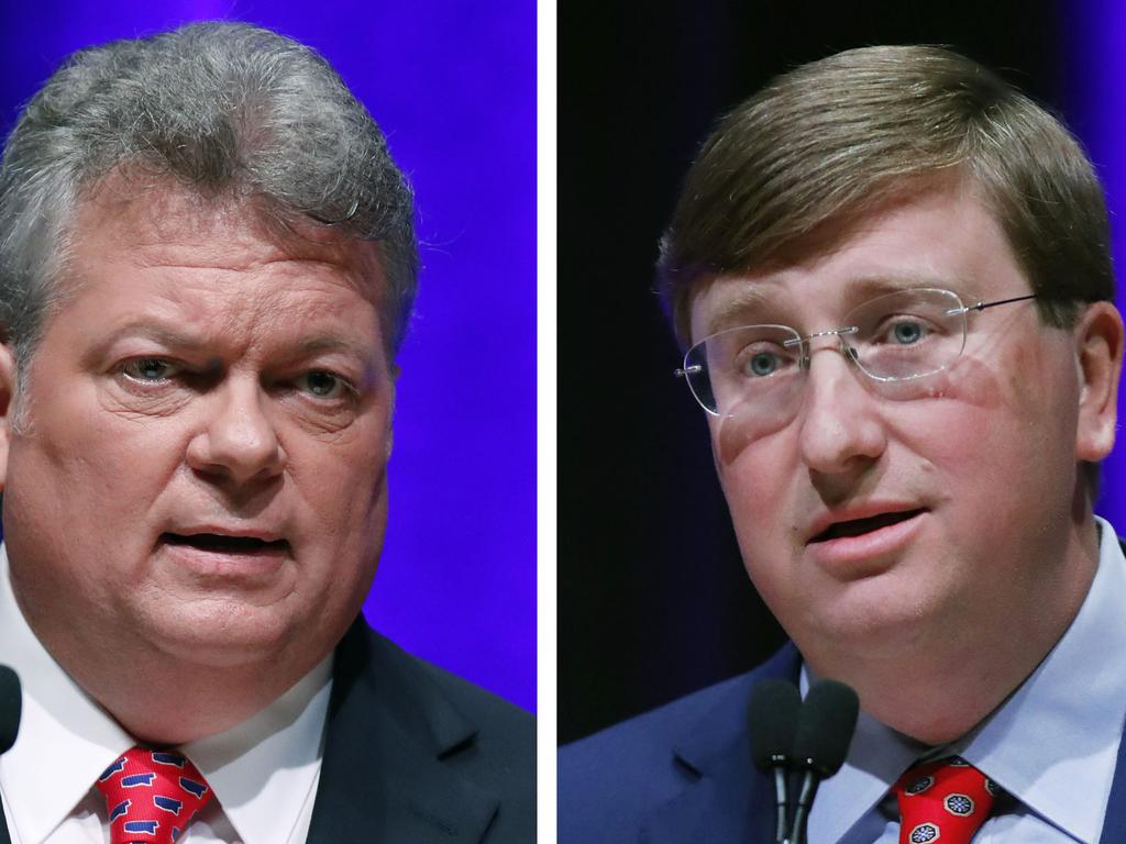 Democratic State Attorney-General Jim Hood, left, and Republican Lt. Gov. Tate Reeves of Mississippi. Picture: AP