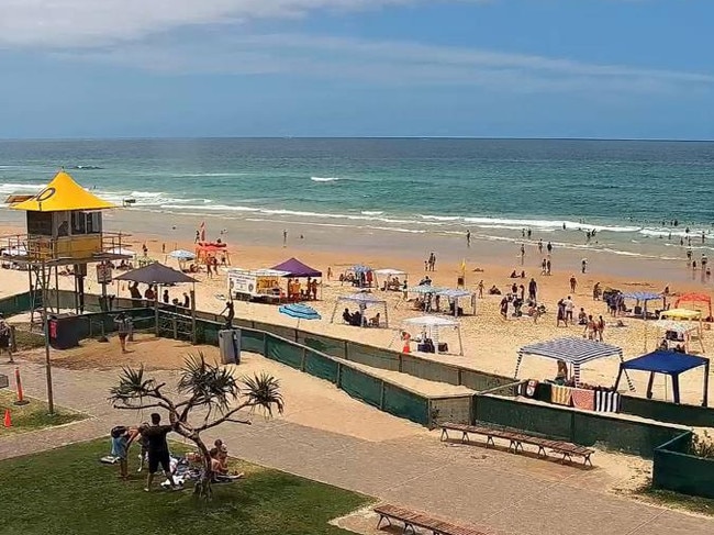 Busy conditions by mid-morning on Australia Day at Main Beach. Picture: Southport Surf Life Saving Club.