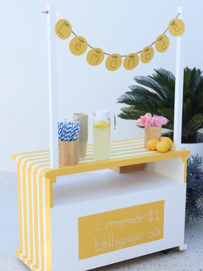 TV cabinet upcycled into a kids lemonade stand. Picture: Shannon Welch