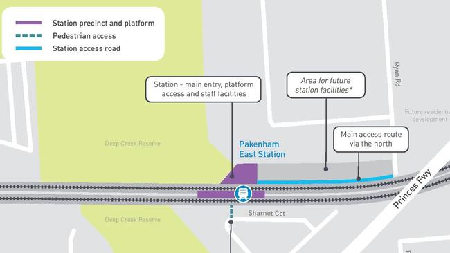 A state government map of new Pakenham East station.