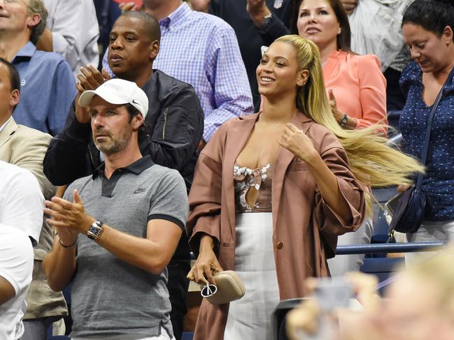 Beyonce and Jay-Z attend Serena Williams second round victory over Vania King from Serena’s player box at Arthur Ashe Stadium on day 4 of the 2016 US Open at USTA Billie Jean King National Tennis Center on September 1, 2016. Picture: Getty