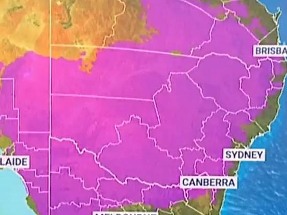 Large swathes of frost will send morning temperatures plunging across four states in Australia's south east.