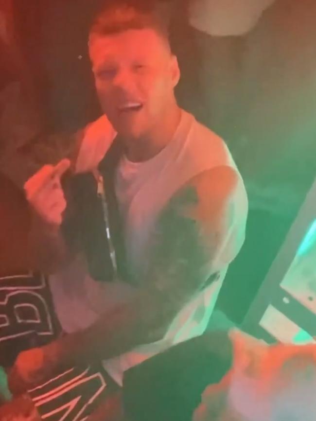 Other video showed De Goey making crude gestures to the camera. Picture: Instagram