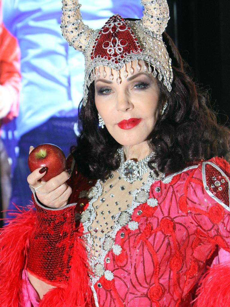 Priscilla Presley poses as the wicked Queen for her role in the ‘Snow White and the Seven Dwarfs’ pantomine in Manchester. Picture: Splash