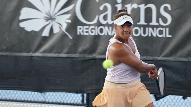 Destanee Aiava in action at the Cairns Tennis International. Picture: Tennis Queensland