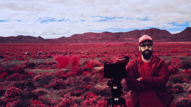 South Australian filmmaker Bryce Kraehenbuehl on the set of his experimental nature documentary Red Earth. Picture: Supplied