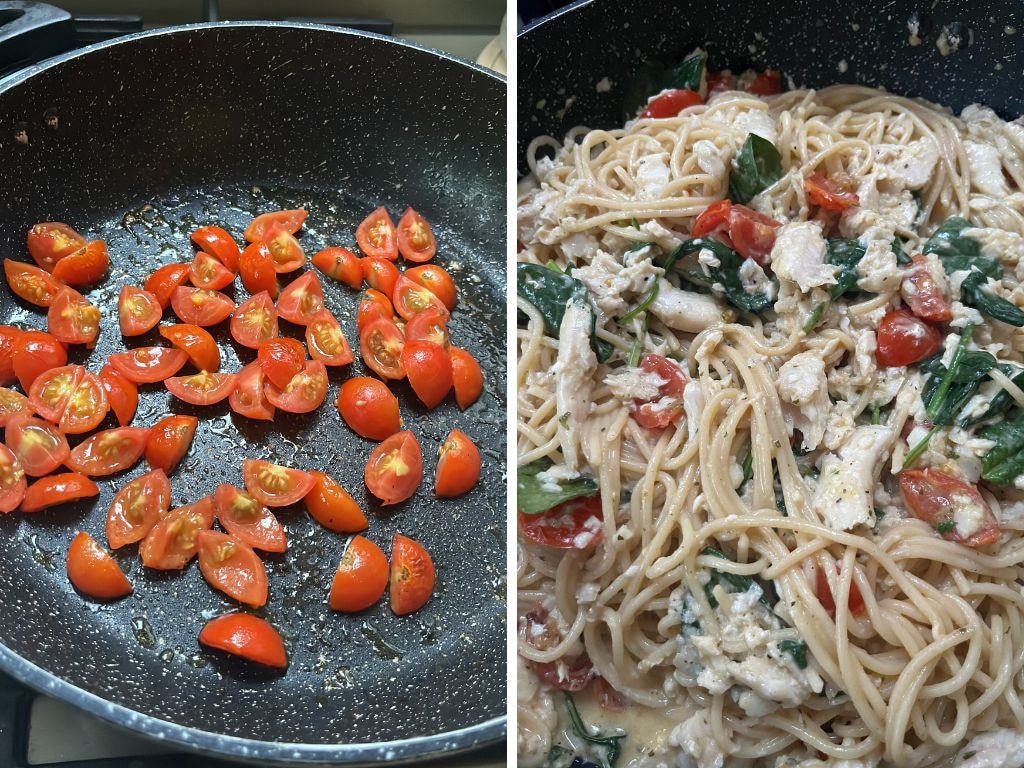 The ‘creamy garlic fish spaghetti with tomato and baby spinach’ was the best, it tasted like a lot of effort had gone into it yet it was the easiest to make.