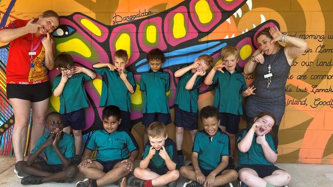 WOODROFFE PRIMARY SCHOOL Back Row: Bec Knights (SESO) Artchie Broadbridge, Declan Wedlock, Reuben Tilly, Daniel Leivers, Rory Kirchhofer, Kendy Graham (Teacher)Front Row: Dau Dau, Shanuk Wijesinghe, Patrick Bowen, Elijah Puello-Matos, Abby Quirke Picture: Woodroffe Primary School