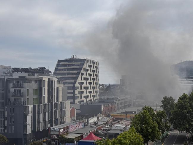 People have been rescued to safety after a house fire on Droop St, Footscray. Picture: Supplied.