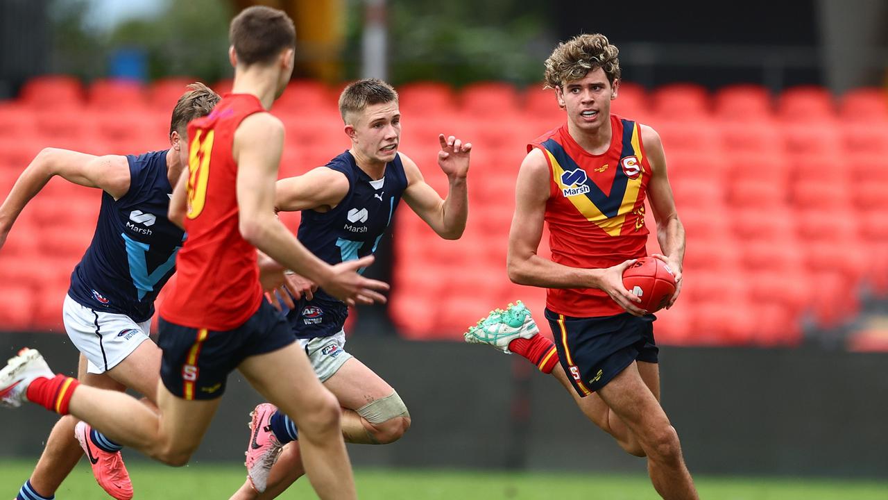 Douglas Cochrane in action during the Marsh AFL National Championships match between U16 Boys Victoria Metro and South Australia. Picture: Chris Hyde/AFL Photos/via Getty Images