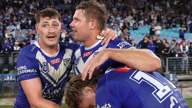 The Bulldogs are sweating on Max King’s fitness after he suffered a gruesome eye injury last Sunday. Picture: Cameron Spencer/Getty Images