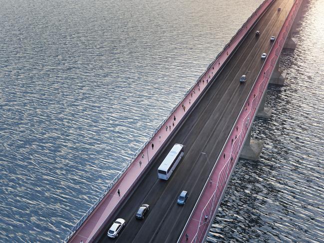 Artist impression of the planned upgrade to the Tasman Bridge.