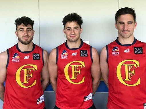 Flinders Park brothers Nic, James and Tom Schwarz. Picture: Flinders Park Football Club