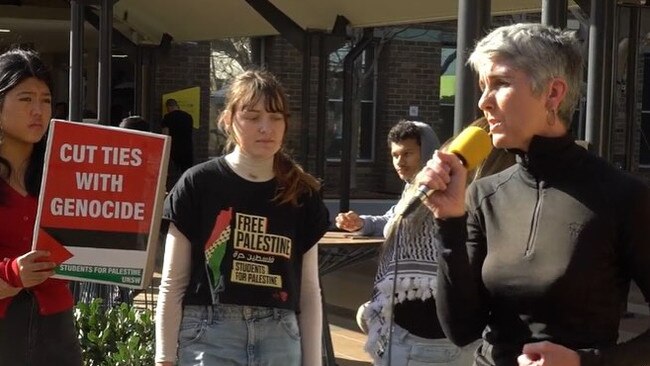 Randwick City Council's Mayor Philipa Veitch who spoke at a Students for Palestine rally at the University of NSW on July 17. Picture: Facebook