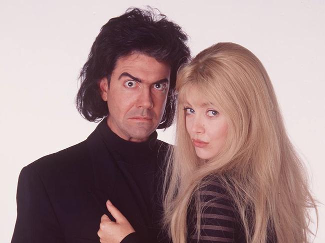 Comedian Shaun Micallef as Full Frontal character 'David Copperfield' with Daina Reid in 1996.