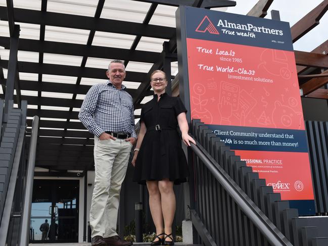 Alman Partners True Wealth directors Steve Lowry and Frances Easton standing at the front of their newly renovated premises at 8 Brisbane St, Mackay. Picture: Heidi Petith