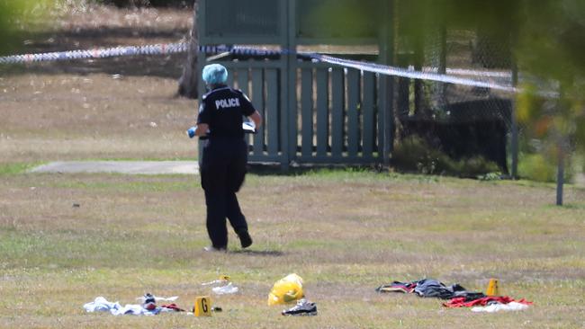 Police at the scene of a Zillmere fight, which is believed to be a retaliation attack from the Redbank Plains incident. Picture: Peter Wallis