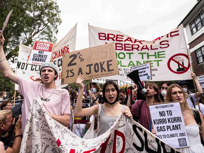 Young protesters taking part in the Global #ClimateStrike rally on March 25. Picture: NCA NewsWire/James Gourley