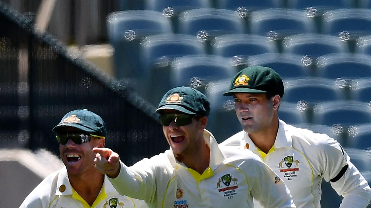 Steve Smith took six catches in the second Ashes test in Adelaide. Picture: AFP.