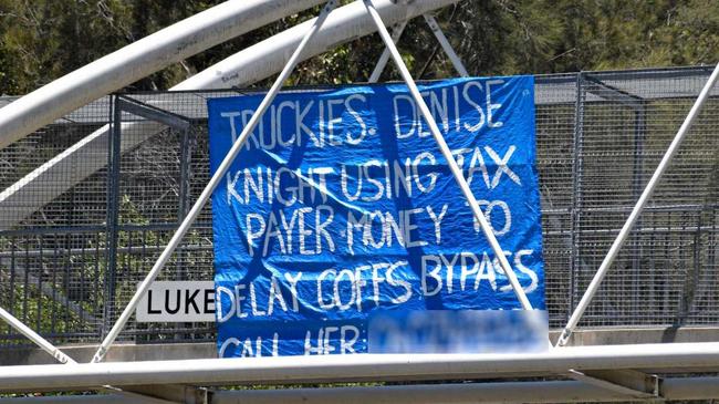 SENDING A MESSAGE: Someone isn't happy with the way Denise Knight is handling the bypass, and the mayor has hit back. Picture: Sam Flanagan