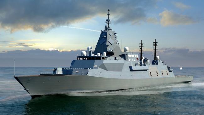 A rendering of a Hunter-class frigate. Picture: BAE Systems Australia