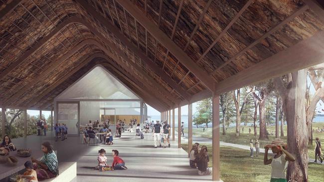 Artist’s impressions of the new Meeting Place Precinct at Kurnell in Sydney’s south, which will commemorate the meeting of Cook and indigenous people.