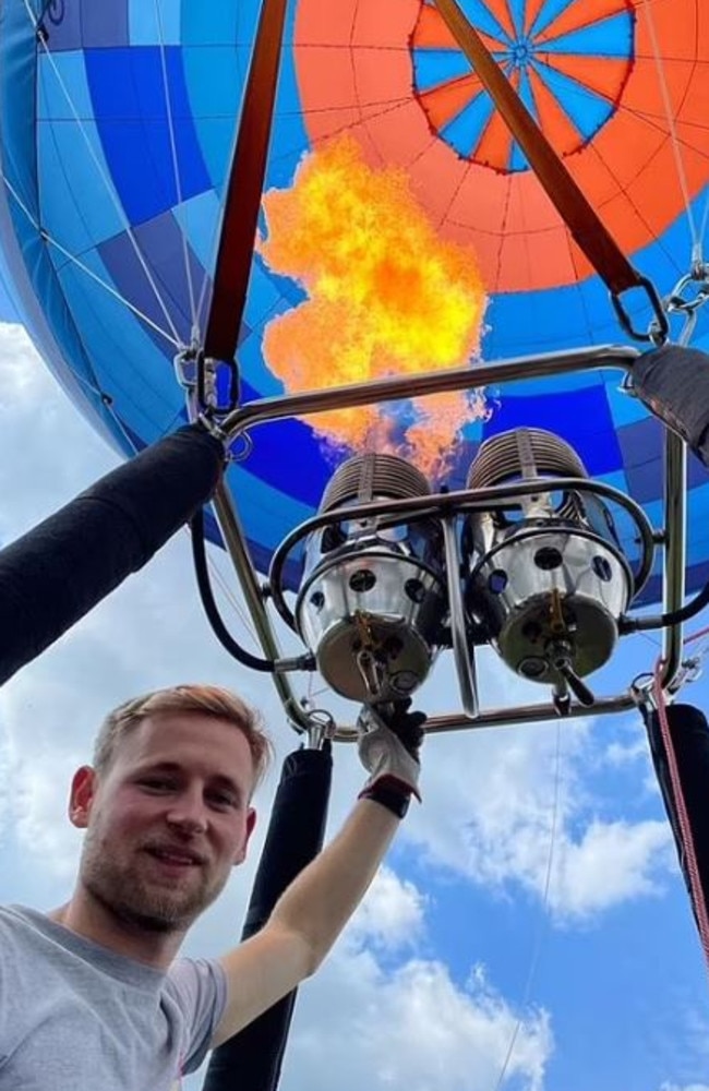 Peter Gregory, 25, died after his homemade hot air balloon ‘went up like tissue paper’ above the village of Ombersley in the UK on Sunday morning. Picture: Instagram