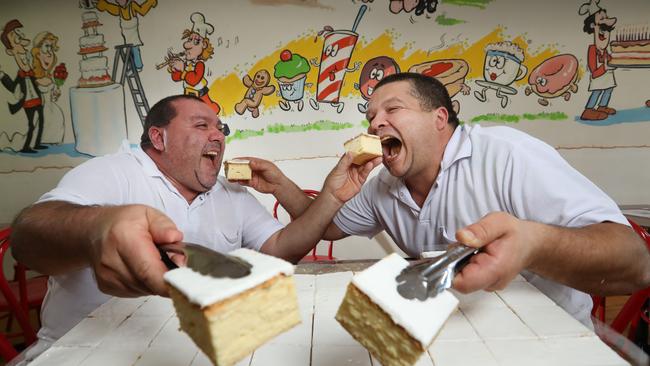 Michael Valenti and Adrian Caporetto with their winning vanilla slice. Picture: Alex Coppel.