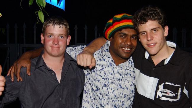 Noel Stonehouse, Holimu Bire and Tim White at Mantaz Club and Bar Pic Bryan Lynch AD126030